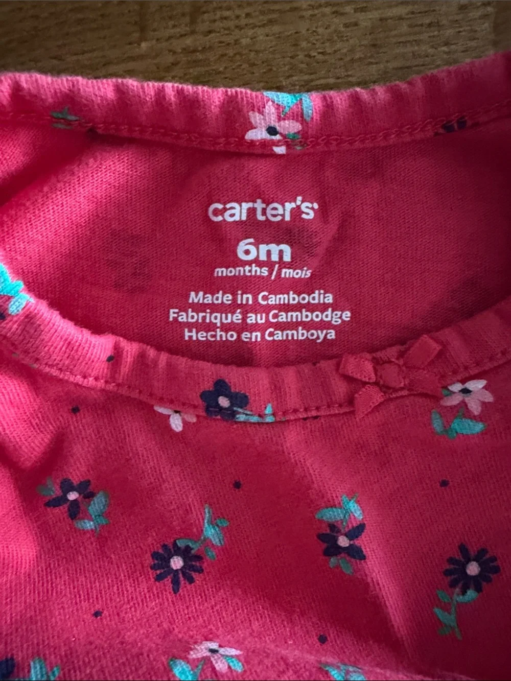 Carter's Bright Pink Floral Ruffle Neck Top